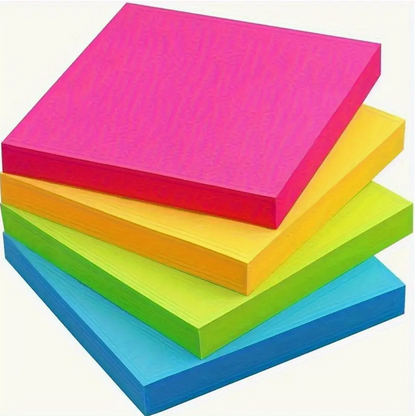 100PCS Neon Colorful Sticky Notes Set – Vibrant Self-Adhesive Memo Pads for Home, Office, School & Study Organization