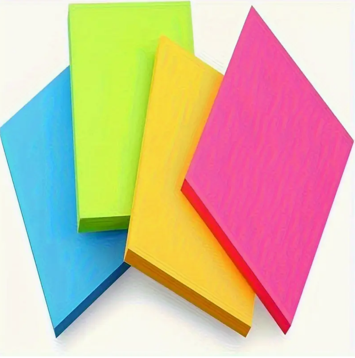 100PCS Neon Colorful Sticky Notes Set – Vibrant Self-Adhesive Memo Pads for Home, Office, School & Study Organization