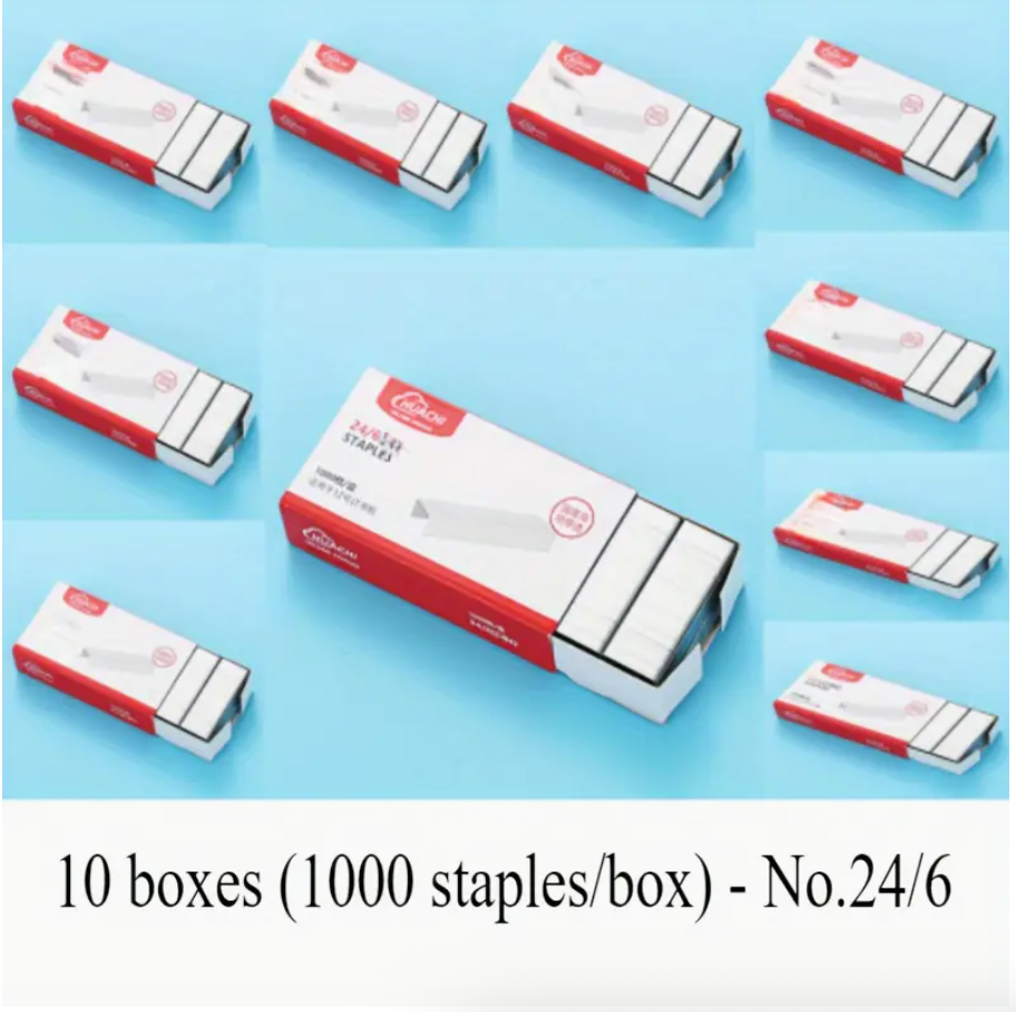 Stapler Model 275 Black with 10 Boxes Staples Included – Portable Office & Home Stapling Machine