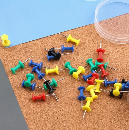 100pcs Push Pins Set – Assorted Color Thumb Tacks for Cork Boards, Bulletin Boards & Office Organization