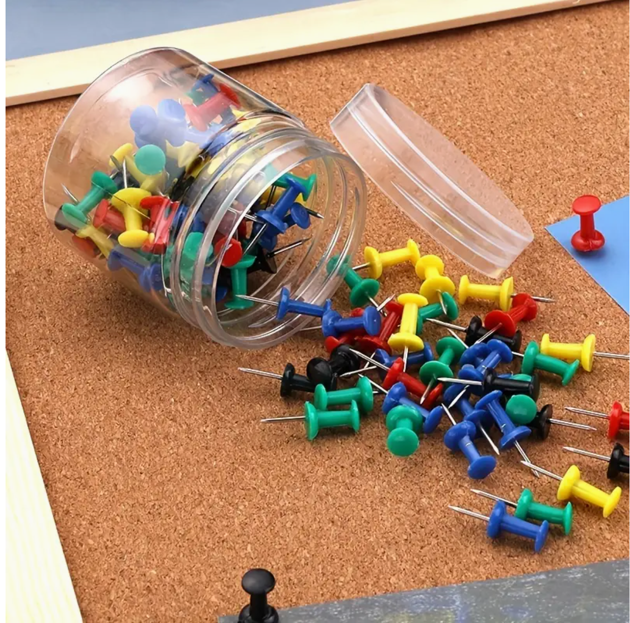 100pcs Push Pins Set – Assorted Color Thumb Tacks for Cork Boards, Bulletin Boards & Office Organization