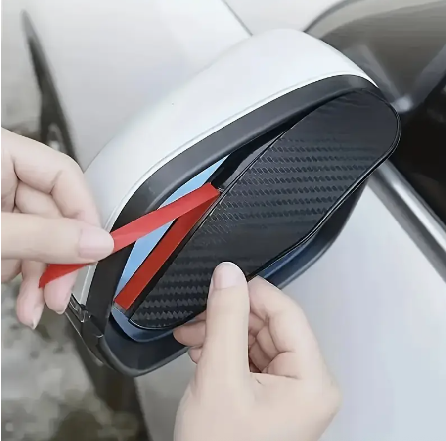 2PCS Carbon Fiber Side Mirror Rain Guards – Universal Windproof Car Mirror Visors for Cars, SUVs & Trucks