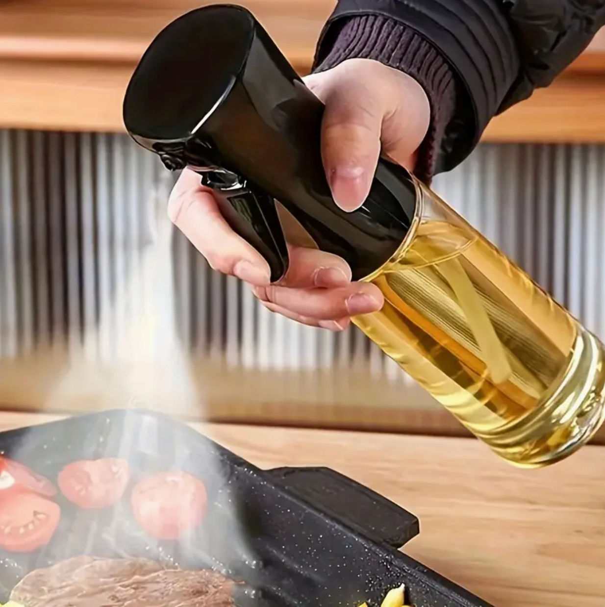Dual-Use Oil Spray Bottle & Pourer – Leak-Proof BPA-Free Olive Oil Dispenser for Cooking, Salad, BBQ & Kitchen Use