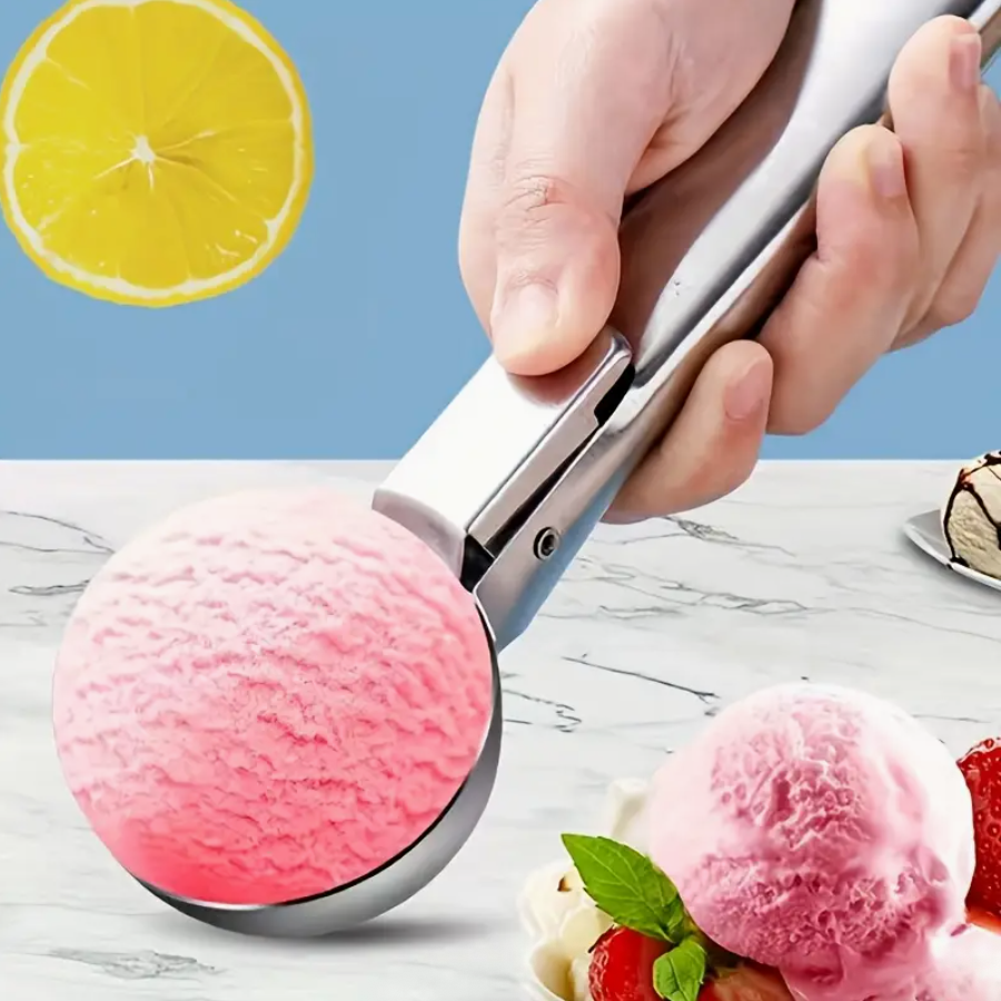 Stainless Steel Ice Cream & Fruit Scoop – Heavy-Duty Watermelon, Melon & Dessert Digger with Ergonomic Handle
