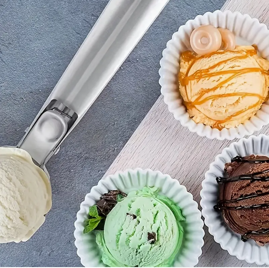 Stainless Steel Ice Cream & Fruit Scoop – Heavy-Duty Watermelon, Melon & Dessert Digger with Ergonomic Handle