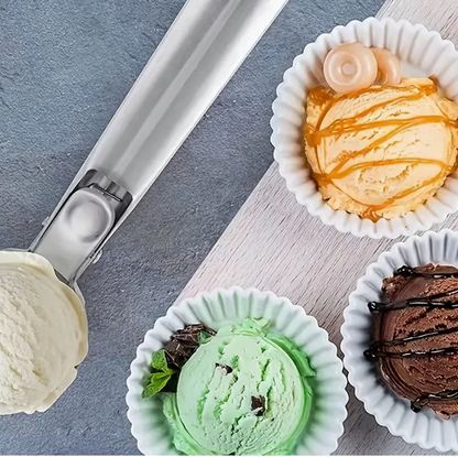 Stainless Steel Ice Cream & Fruit Scoop – Heavy-Duty Watermelon, Melon & Dessert Digger with Ergonomic Handle