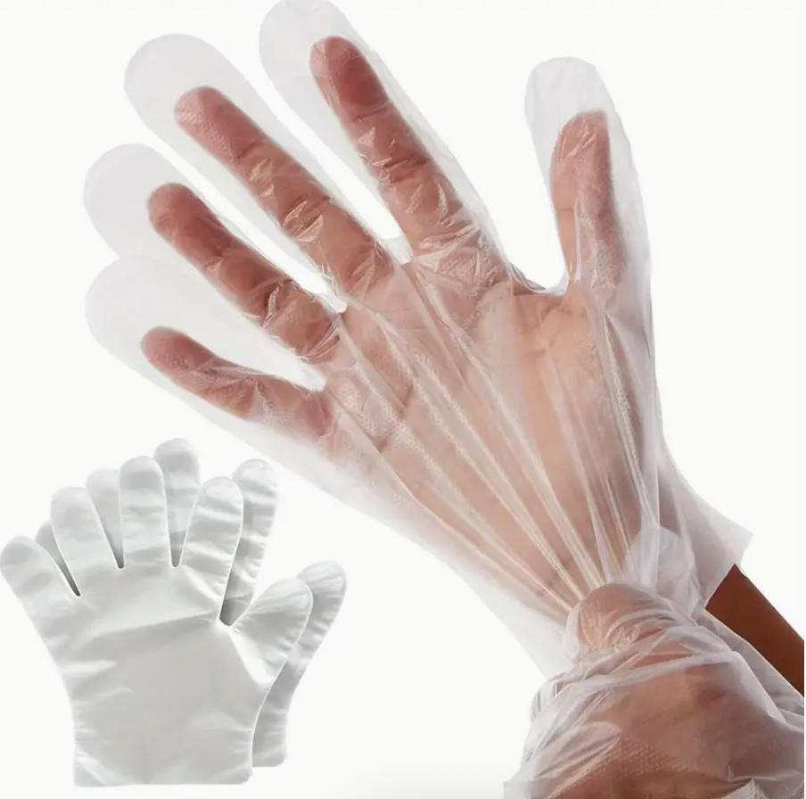 100-Pack Plastic Disposable Gloves – Food-Safe, Durable & Lightweight | Ideal for Cooking, Meal Prep, Kitchen Use, BBQ, Cleaning & Restaurant Service