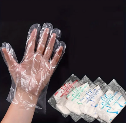 100-Pack Plastic Disposable Gloves – Food-Safe, Durable & Lightweight | Ideal for Cooking, Meal Prep, Kitchen Use, BBQ, Cleaning & Restaurant Service