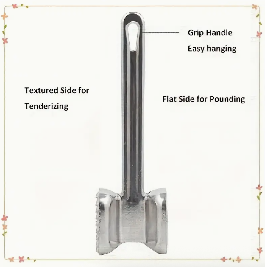 Square Head Meat Tenderizer – Double-Sided Steak Mallet Hammer for Beef, Chicken & BBQ Cooking | Heavy-Duty Kitchen Tool