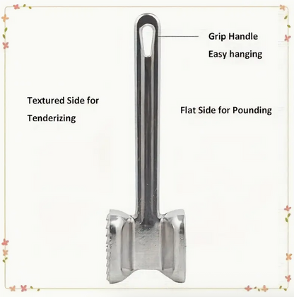 Square Head Meat Tenderizer – Double-Sided Steak Mallet Hammer for Beef, Chicken & BBQ Cooking | Heavy-Duty Kitchen Tool