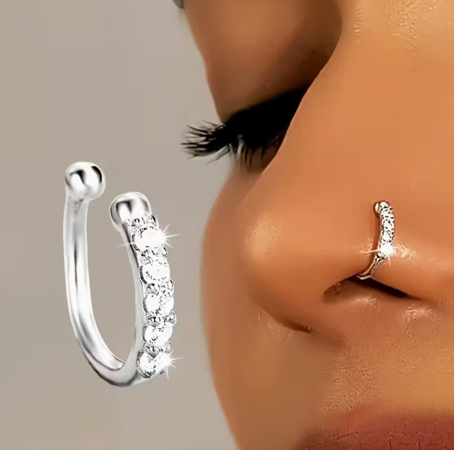 Artificial Non-Piercing Nose Ring – Hypoallergenic Nickel-Free Faux Nose Jewelry for Women