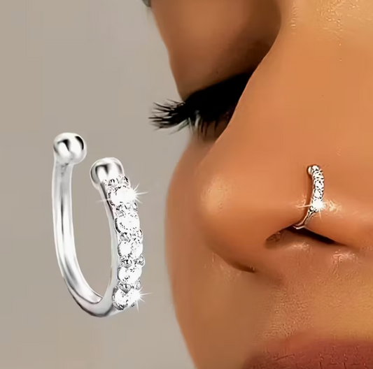 Artificial Non-Piercing Nose Ring – Hypoallergenic Nickel-Free Faux Nose Jewelry for Women