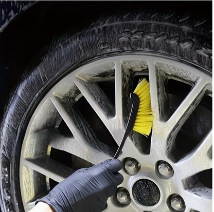 Multi-Use Car Wheel Brush – Yellow Bristle Detailing Brush with Ergonomic Handle for Alloy Wheels, Tires & Cleaning
