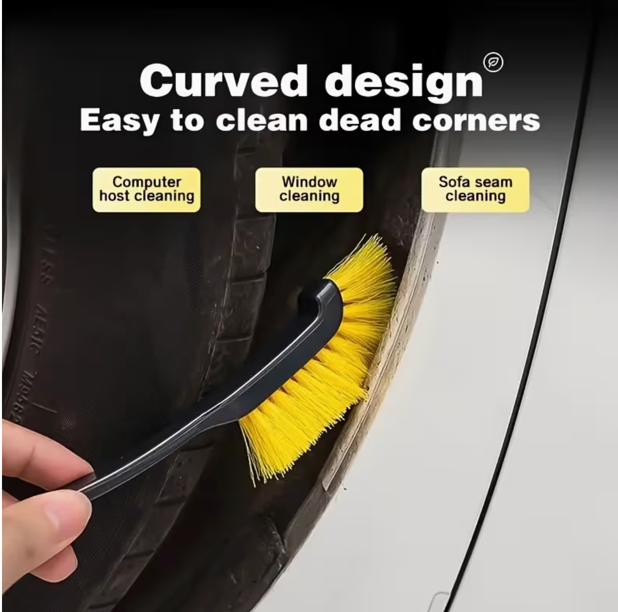 Multi-Use Car Wheel Brush – Yellow Bristle Detailing Brush with Ergonomic Handle for Alloy Wheels, Tires & Cleaning