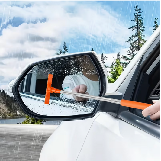 Portable Rearview Mirror Water Scraper – Extendable Sponge Window Cleaning Brush for Cars