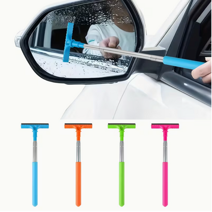 Portable Rearview Mirror Water Scraper – Extendable Sponge Window Cleaning Brush for Cars