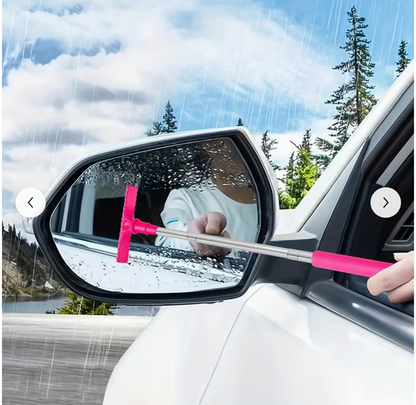 Portable Rearview Mirror Water Scraper – Extendable Sponge Window Cleaning Brush for Cars