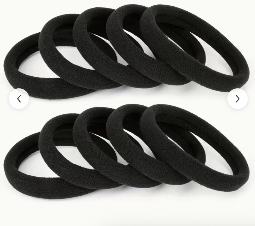 10PCS Black Hair Ties Set – High Elasticity Seamless Hair Bands for Women & Girls | Durable No-Damage Ponytail Hair Elastics