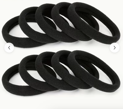 10PCS Black Hair Ties Set – High Elasticity Seamless Hair Bands for Women & Girls | Durable No-Damage Ponytail Hair Elastics