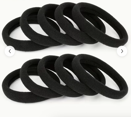 10PCS Black Hair Ties Set – High Elasticity Seamless Hair Bands for Women & Girls | Durable No-Damage Ponytail Hair Elastics