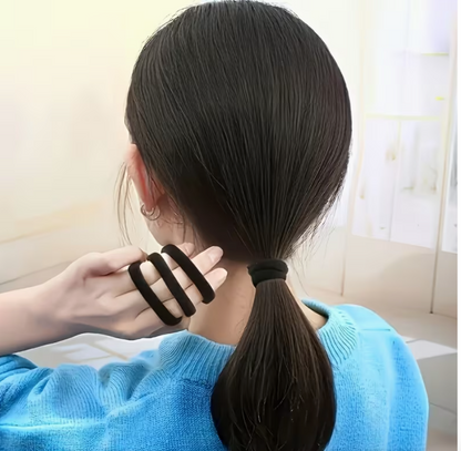 10PCS Black Hair Ties Set – High Elasticity Seamless Hair Bands for Women & Girls | Durable No-Damage Ponytail Hair Elastics