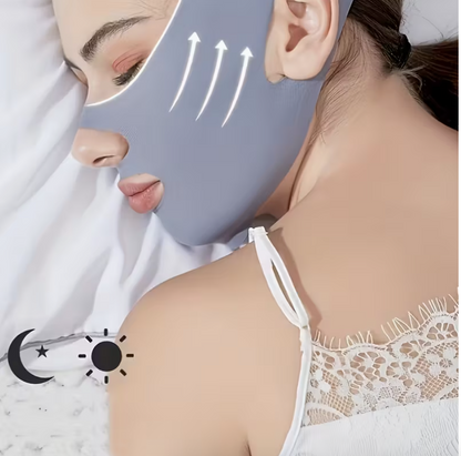 V-Shaped Face Lift Bandage – Adjustable Face Tightening & Jaw Support Strap for Skin Firming & Night Use (Grey)