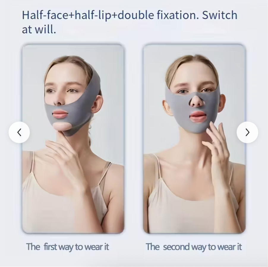 V-Shaped Face Lift Bandage – Adjustable Face Tightening & Jaw Support Strap for Skin Firming & Night Use (Grey)