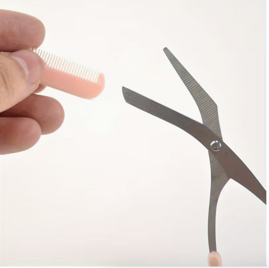 Eyebrow Trimmer Scissors with Built-In Comb – Stainless Steel Precision Grooming Tool for Easy Brow Shaping