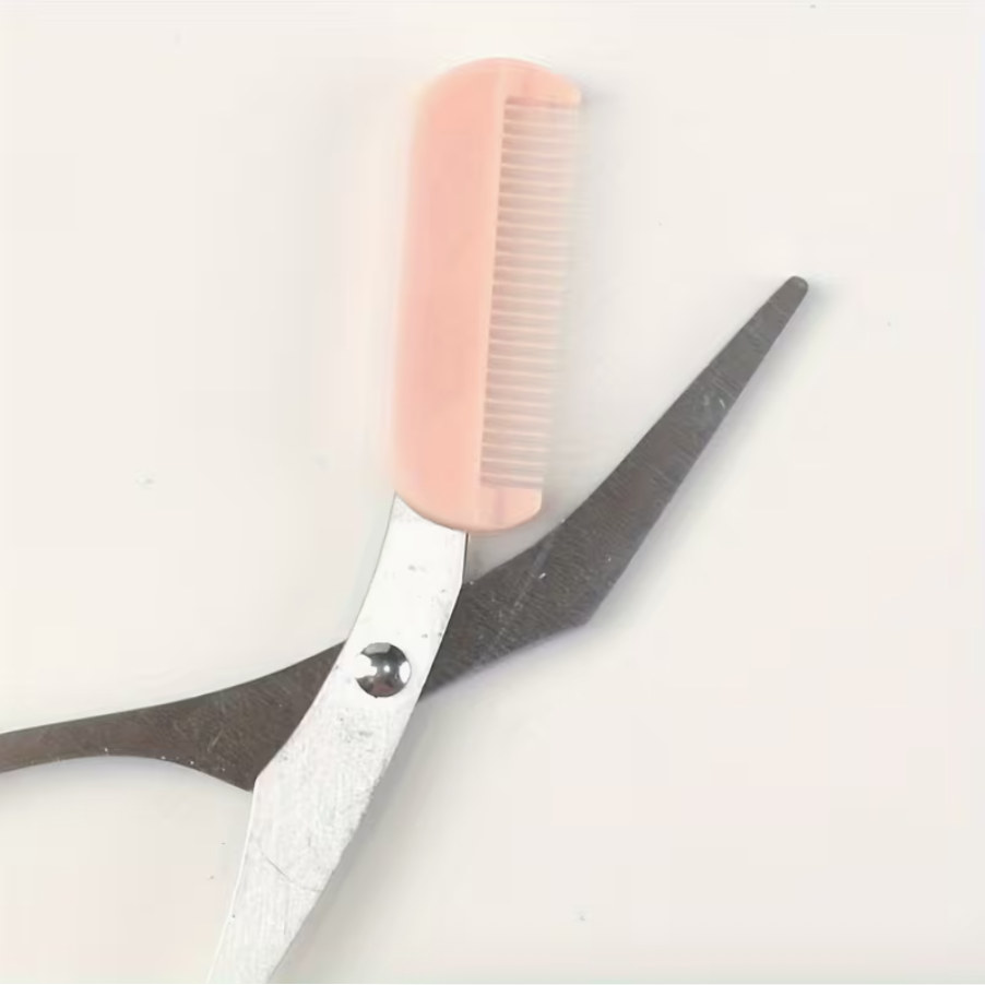 Eyebrow Trimmer Scissors with Built-In Comb – Stainless Steel Precision Grooming Tool for Easy Brow Shaping