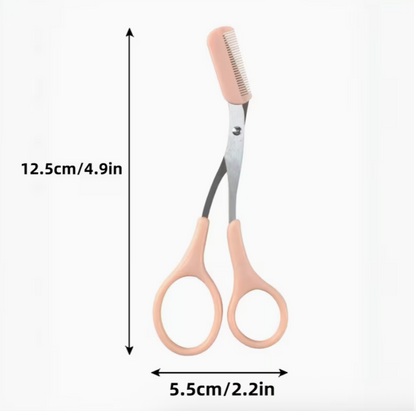 Eyebrow Trimmer Scissors with Built-In Comb – Stainless Steel Precision Grooming Tool for Easy Brow Shaping