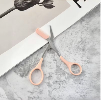 Eyebrow Trimmer Scissors with Built-In Comb – Stainless Steel Precision Grooming Tool for Easy Brow Shaping