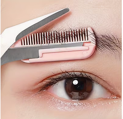 Eyebrow Trimmer Scissors with Built-In Comb – Stainless Steel Precision Grooming Tool for Easy Brow Shaping