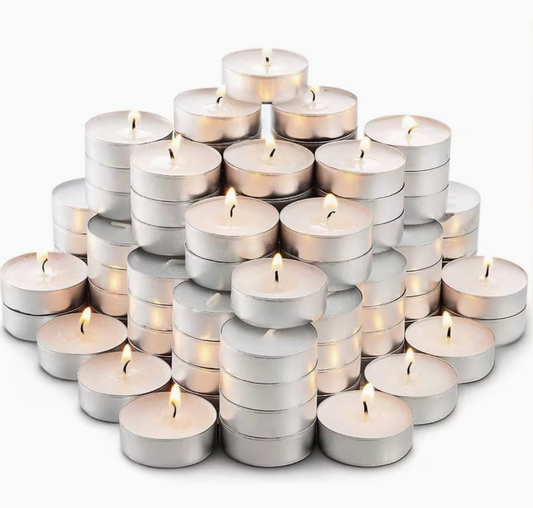 15-Pack Unscented Tea Light Candles – 3.5 Hour Burn Time White Wax Tealights for Home, Weddings & Decor