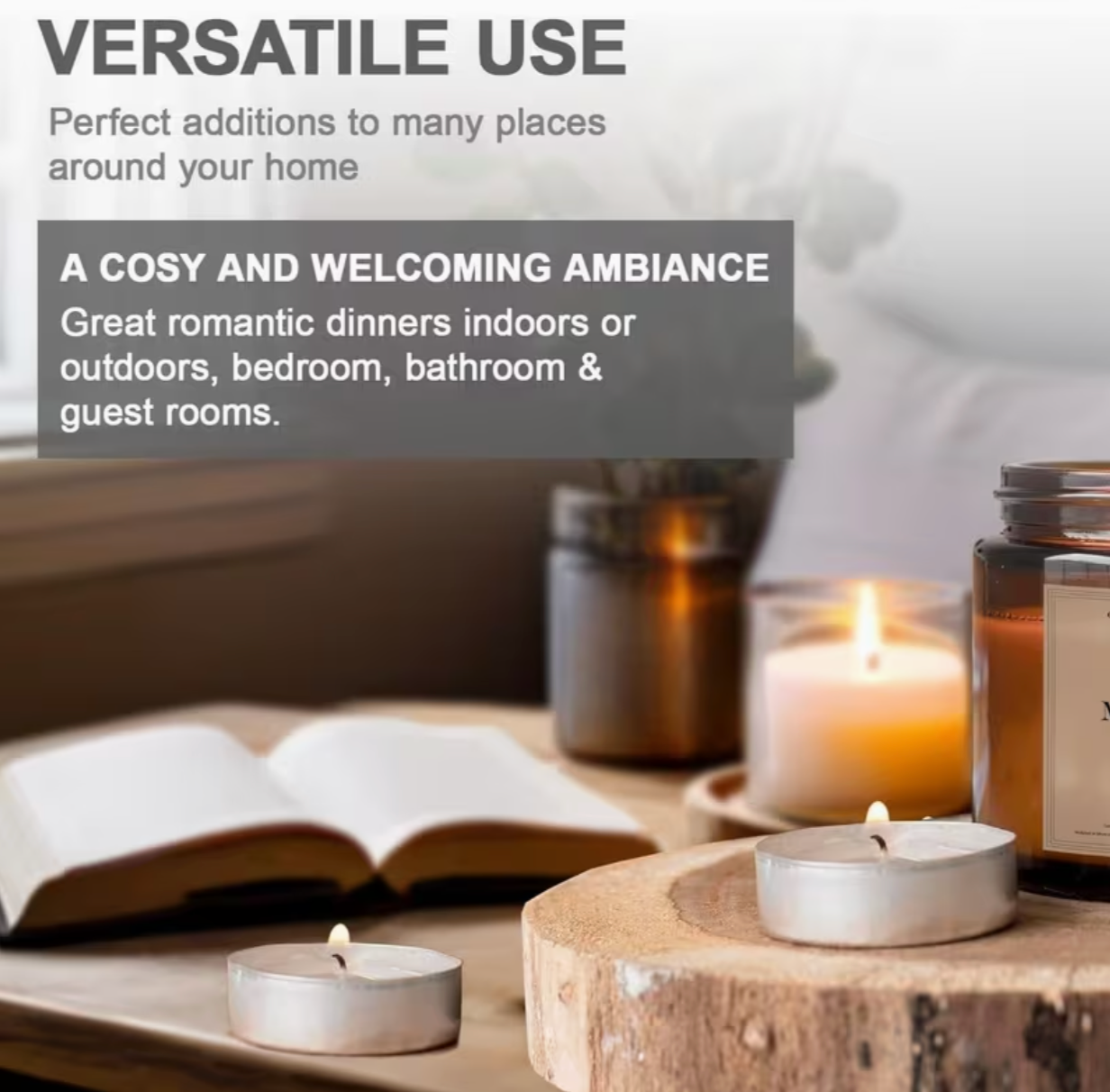 15-Pack Unscented Tea Light Candles – 3.5 Hour Burn Time White Wax Tealights for Home, Weddings & Decor