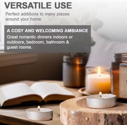15-Pack Unscented Tea Light Candles – 3.5 Hour Burn Time White Wax Tealights for Home, Weddings & Decor