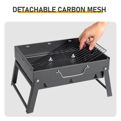 Portable BBQ Grill with Folding Feet – Compact Charcoal Barbecue for Camping, Picnics, Beach Parties & Backyard Cooking
