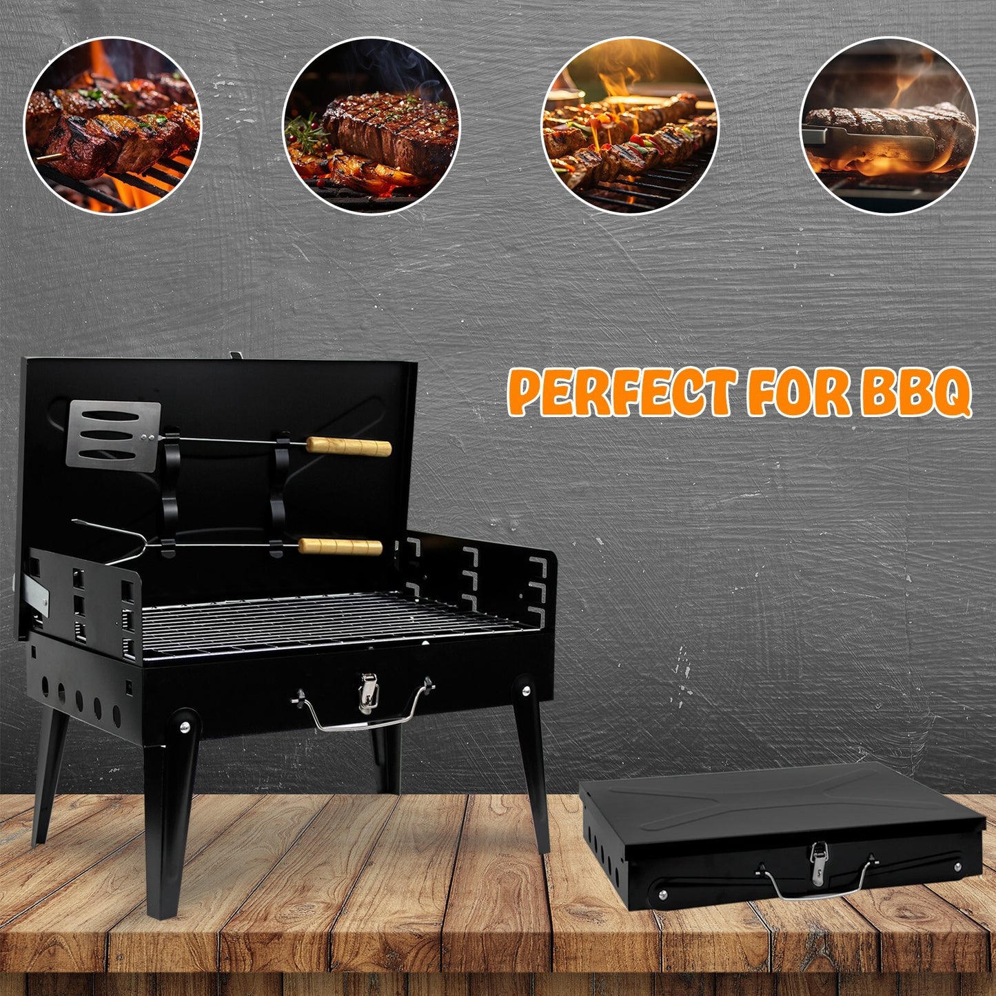Portable Folding Charcoal BBQ Grill – Compact Barbecue for Camping, Picnics, Garden & Outdoor Cooking