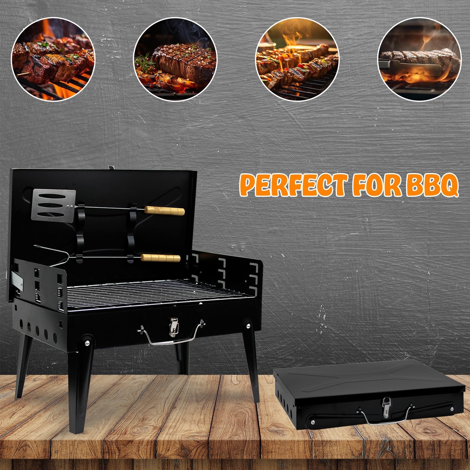 Portable Folding Charcoal BBQ Grill – Compact Barbecue for Camping, Picnics, Garden & Outdoor Cooking