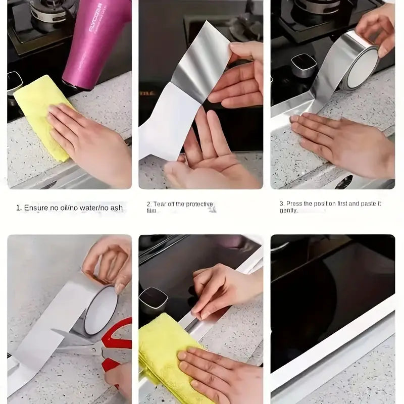 Heavy-Duty Aluminum Foil Tape – Waterproof Heat & Oil Resistant Sealing Tape for Kitchen, Bathroom & Countertops