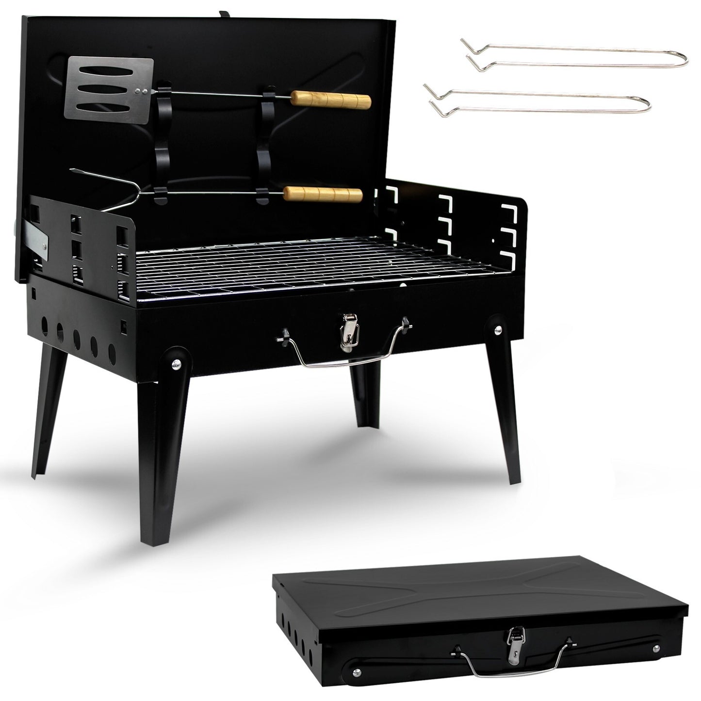 Portable Folding Charcoal BBQ Grill – Compact Barbecue for Camping, Picnics, Garden & Outdoor Cooking
