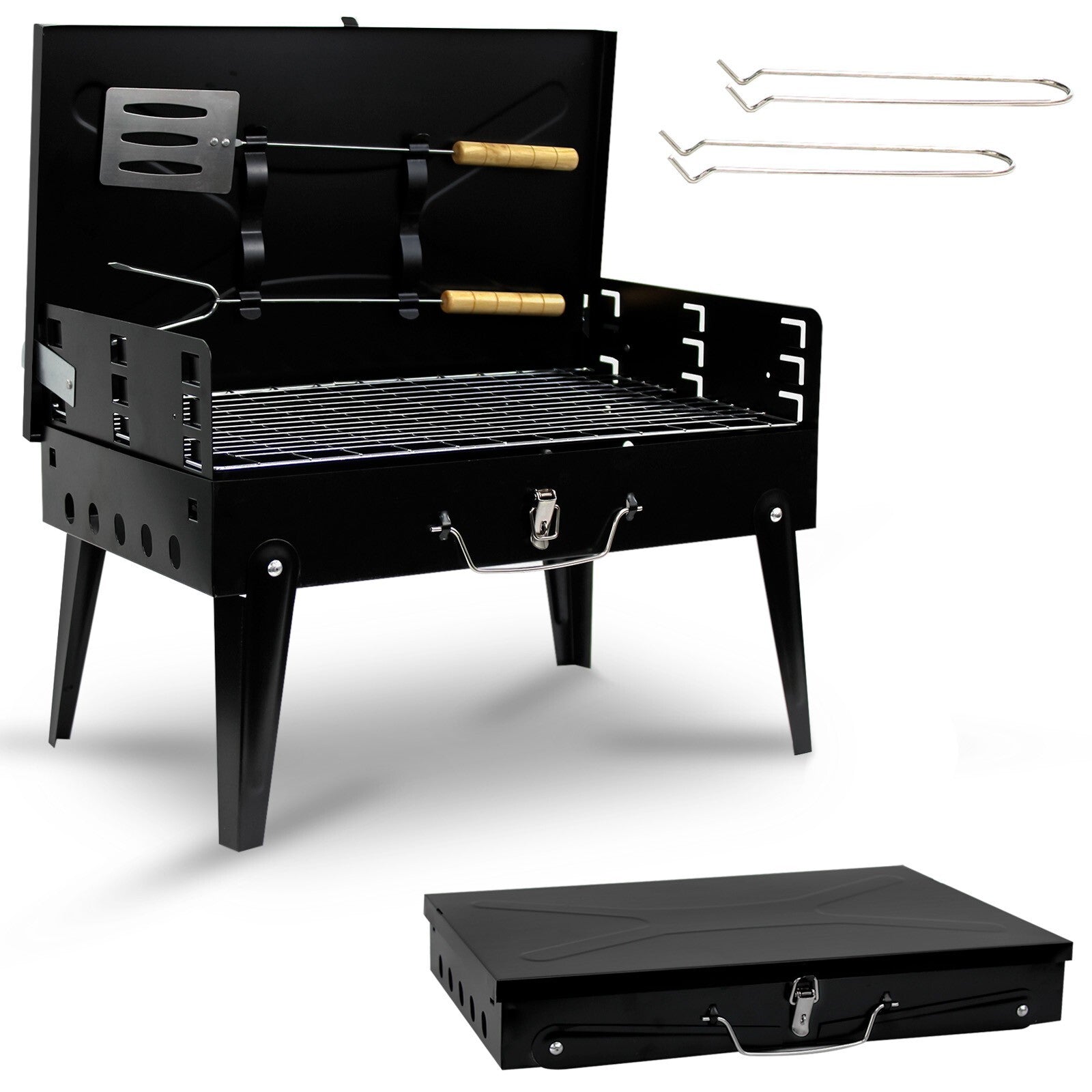 Portable Folding Charcoal BBQ Grill – Compact Barbecue for Camping, Picnics, Garden & Outdoor Cooking