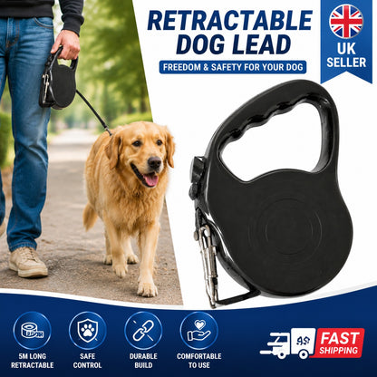 Kingdom Retractable Dog Lead – 5 Metres, Stop, Lock & Release Buttons
